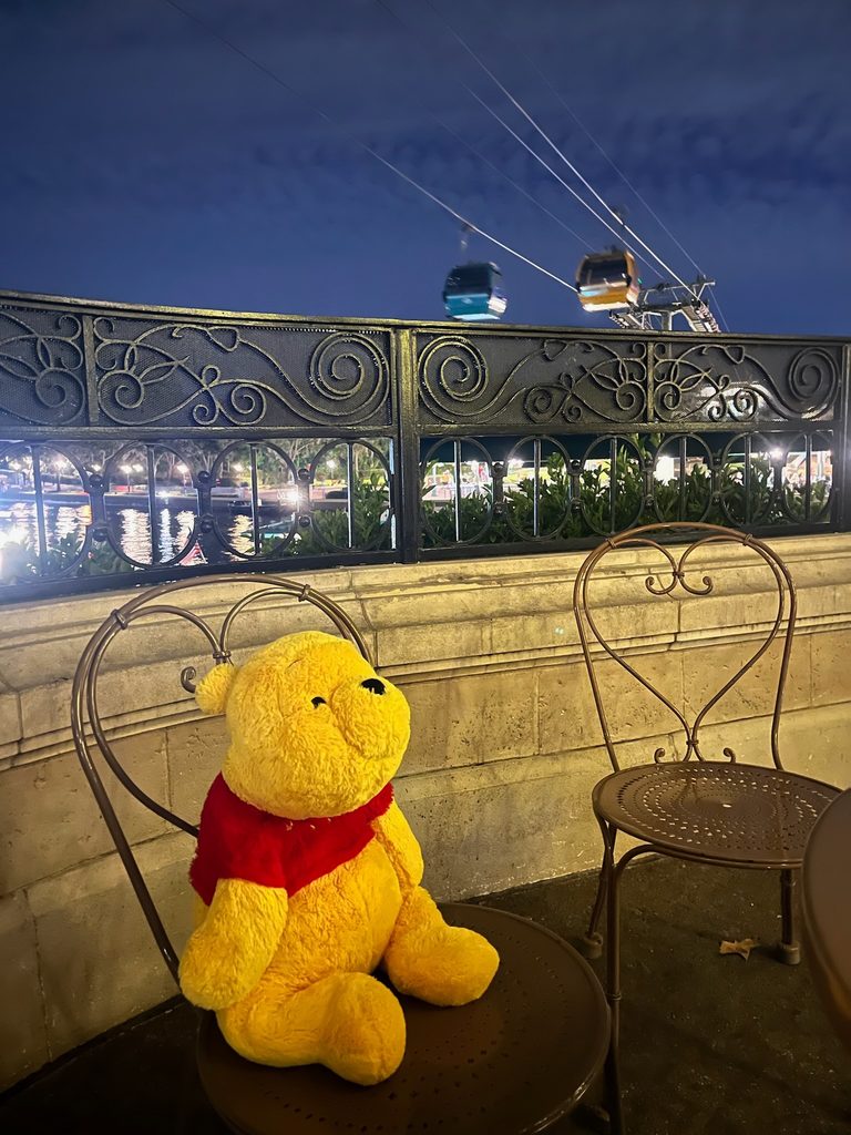 EPCOTワールドショーケースのフランス館から見えるスカイライナー